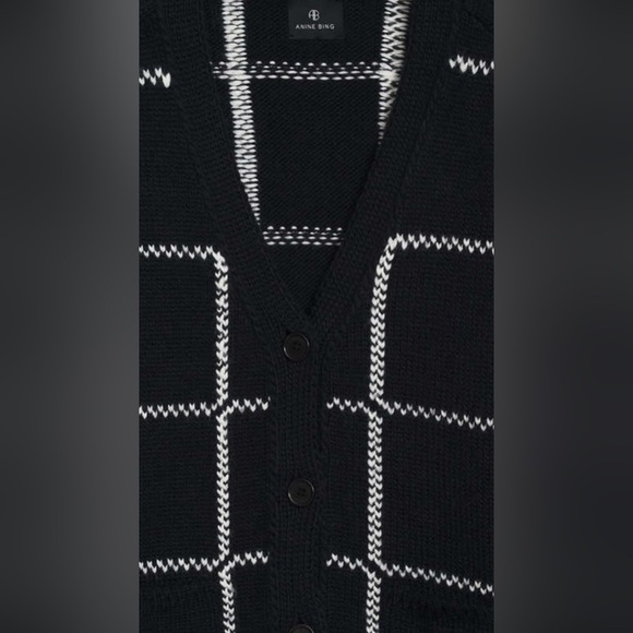 Anine Bing Kurt cardigan in black and white plaid - Picture 4 of 9